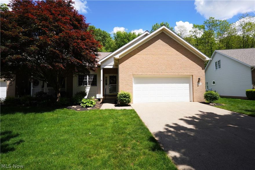 Ranch end unit. 2 bedrooms, 2 Full  Baths, 1st floor laundry, Fireplace, Deck, Full unfinished basement, 2 Car attached garage with utility tub.  Large kitchen with eating area. Vaulted Great room.  9ft ceilings. Skylights. New roof in 2022.
See Virtual tour.