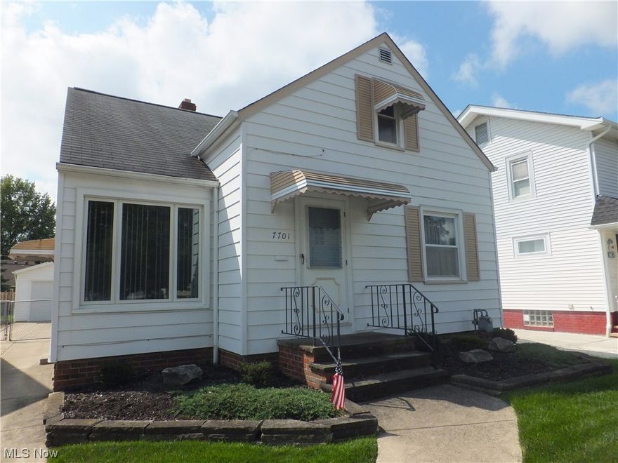 Aluminum Sided Bungalow, 3 bedrooms, 1 1/2 baths, nice size eat-in kitchen, appliances stay, central air, newer furnace, cedar closet, rec room, updated 100amp electric box, washer & dryer stay, glass block windows, newer concrete driveway, fenced yard, newer 2 1/2 car garage w/opener.