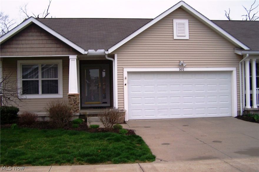 Beautiful 3 BR and 2.5 BA condo w/vinyl & stone exterior has a cozy porch that welcomes you and your guests.  Fully equipped eat in Kit. (range, fridge & dishwasher) w/cream Kraftmaid cabinetry, ceramic tile flooring and laminate countertops.  1st FLR laundry with stackable w/d & laundry sink is a but a few steps from the Kit. & located near door of the 2 car garage. Enjoy the ambience of the lighting inset into the crown molding in the lovely, LG LR or read via lamps or the recessed ceiling lights.  Host dinner parties or even enjoy a romantic dinner, there is enough room in the LR to utilize as a DR area or leave it open to simply use as a VERY LG LR.  On warm nights, enjoy the deck via the 2 windows/door combo from the LR to enjoy  the view of  nice tree-lined stream. The MBR/MBA (main floor) located on the back of the home also has a view of the stream.  2nd BR  has a closet, lg windows and is adjacent to the other Full BA is currently being used as an office. Entertaining? Your fr