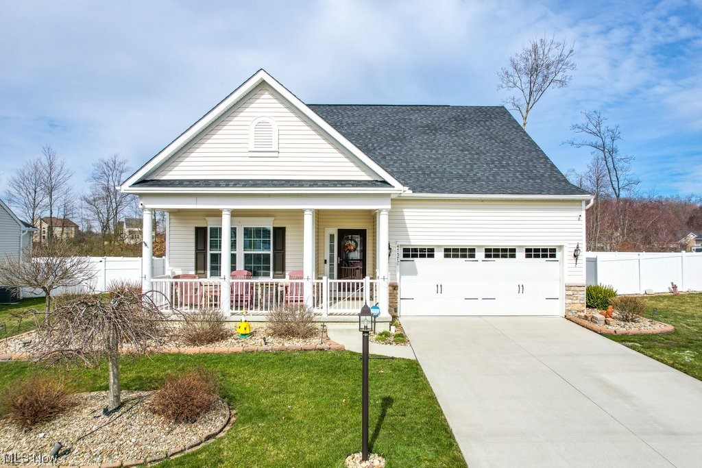 Welcome home to desirable Cranberry Creek! This well-maintained 4BD/4BA, 1.5 story home w/open floor plan provides the ease of one-level living with extra living space for a potential in-law suite! The open floorplan includes a formal foyer w/elegant tray ceiling and low-maintenance porcelain tile flooring. The Great Room boasts a stone gas fireplace and the gourmet kitchen includes a large granite island with seating, abundant cabinets, dual wall oven and stainless appliances. Relax in the cozy Morning Room with French doors overlooking the Fully-Fenced and Private backyard with stamped concrete patio. This home has 2 bedrooms and 2 full baths on the 1st floor as well as a convenient laundry area with W/D. The Primary suite is tucked away next to the Great Room and offers a dual sink vanity and walk-in shower w/dual heads and newer doors. A 2nd bedroom and Study with French doors round out the main floor. Upstairs is a large loft, a 3rd bedroom, and another full bath. Downstairs is a