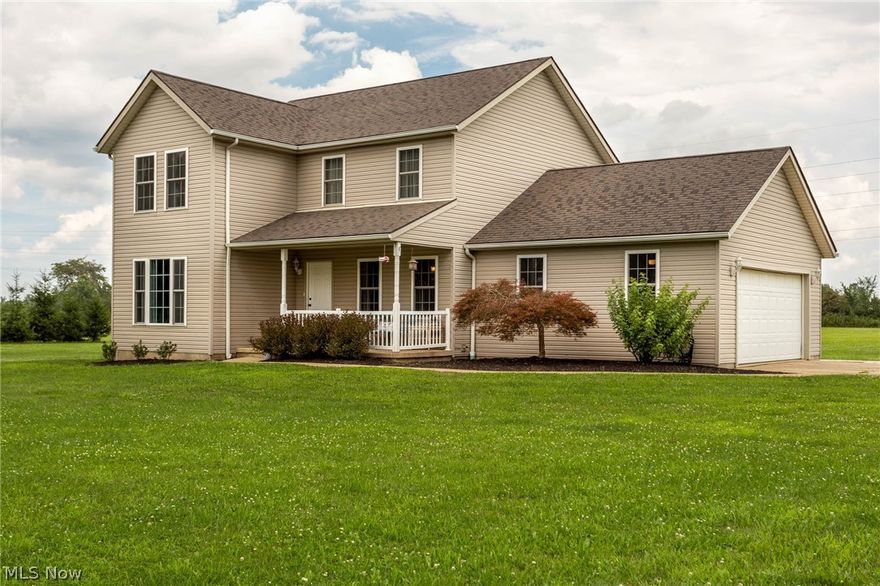 Beautiful country setting! This 3 bedroom, 3 bathroom home on just over 5 acres will not disappoint. This newer home has an open concept living and kitchen area with a cozy fireplace and the flooring on the entire main level is a modern wood look ceramic tile. Upstairs you will find 3 generously sized bedrooms and an upper level laundry room for convenience. A brand new covered patio was installed right off of the family room so you can sit outside and enjoy all the peace and privacy this property has to offer. A new driveway was put in in 2018. The furnace, central air, hot water tank, and kitchen appliances are only 2 years old.