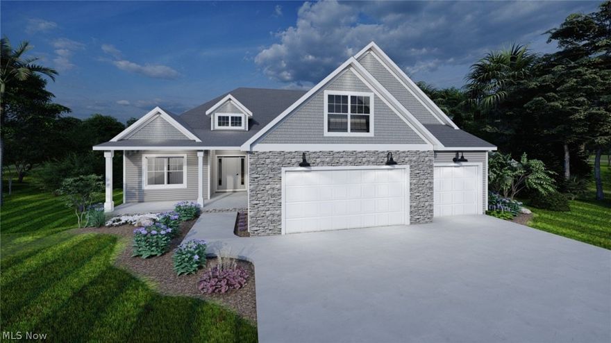 Incredibly functional open Ranch "Laurel" floor plan by Legacy Homes of Medina. 3 bedroom, 3 bathroom, 3 car garage. The wide open living space includes the great room, kitchen & dining area. No detail is spared in this well-appointed home with high end windows, solid wood doors, soft close cabinets, huge island & high level finishes. The master suite boasts a large master bath featuring a large shower,, double sinks & generous walk-in closet. Bedrooms 2 & 3 share a Jack-n-Jill bathroom with separate sinks & closets. Rounding off the living space is a large walk-in butlers pantry, office/bedroom w additional bathroom, mudroom & a large laundry room. Partially finished basement with additional fireplace and walk out to patio.  Legacy Homes of Medina’s exciting new construction community, Windfall Estates, is located in Highland Local Schools & Montville Township.