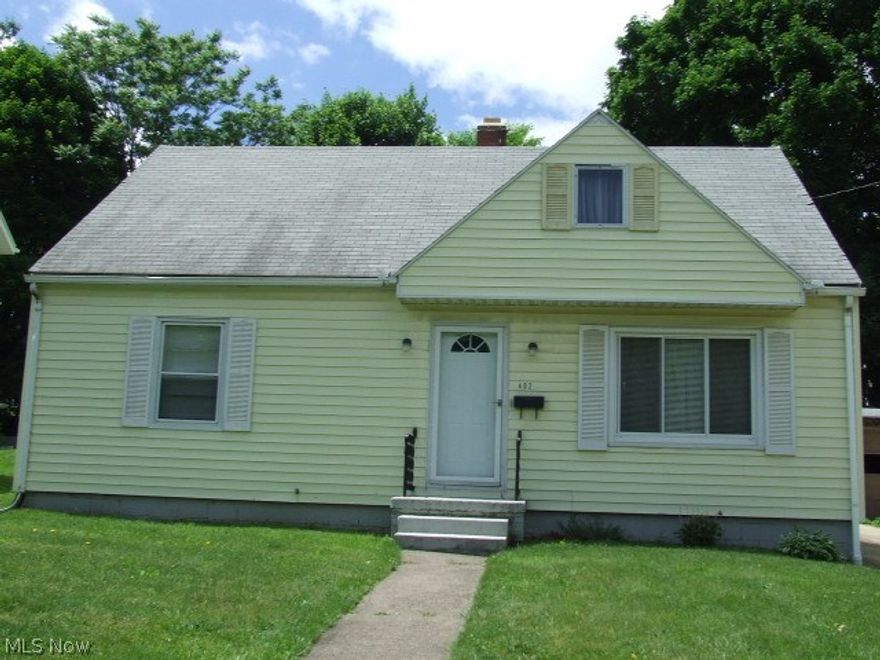 Great Cape Cod with lots of updates!  Large living room with new carpet and large window for plenty of sunlight is open to large eating area in fully applianced, updated kitchen.  Two bedrooms with good size closets, full bath and linen closets complete the rest of the first floor.  There's a large bedroom upstairs with two, additional useable spaces plus a large, walk-in closet with shelves and a second closet.  Full basement with glass block windows.  Most newer windows, vinyl siding, newer carpet, glass block, concrete drive, brand new wall a/c unit still in box.  Home Warranty.  Furniture can all stay along with kitchen appliances.  Turn the key, move right in!!