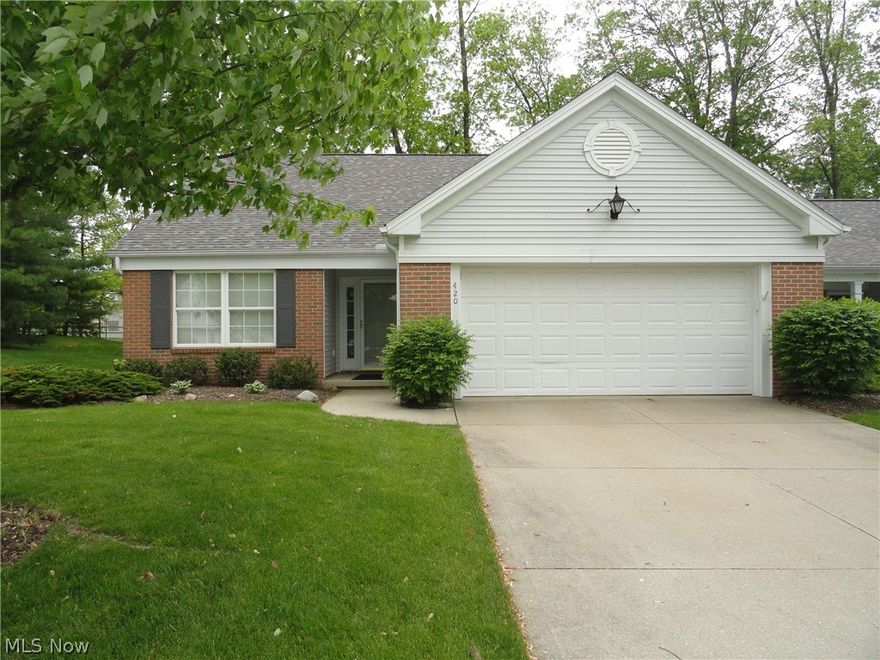 Spacious ranch condo in excellent condition! 1488 sq ft of living. End unit located in the desireable Reserve at East Bath. A community with Colonial style brick exteriors and impressive curb appeal. This condo is open and bright with neutral decor throughout. Foyer entry, living and dining area with cathedral ceiling and gas fireplace. 2 BR and 2 full baths, beautifully updated eat-in-kitchen with sliders to sun room with vaulted ceiling and wall of windows overlooking the patio & small wooded area and grassy side yard. Master suite includes walk-in closet and nicely updated private bath with double sinks, granite counter,and new walk-in shower. First floor laundry and two car attached garage completes this home. New HVAC in 2014.. New roof in ‘17