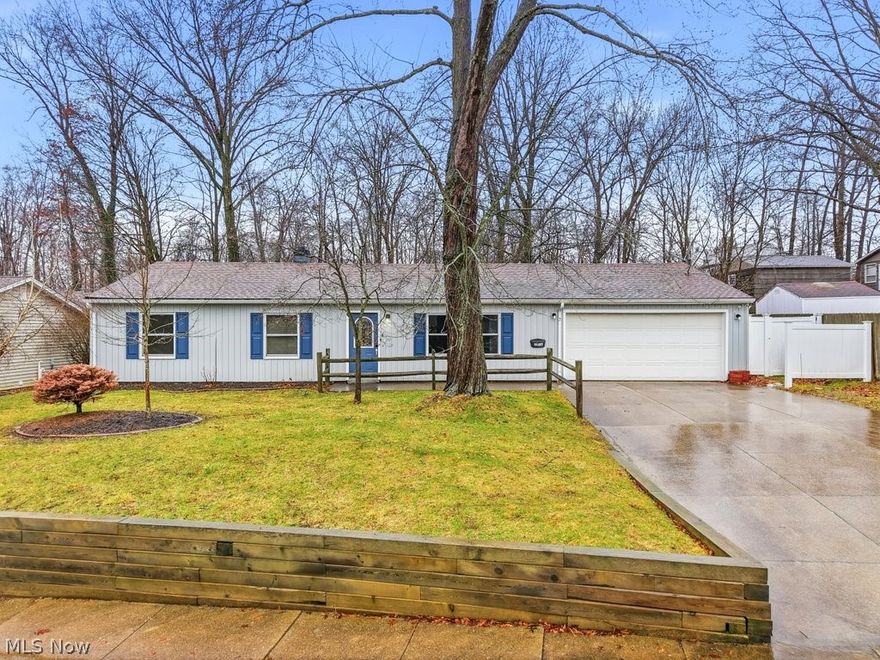 Welcome home to this charming 3 bedroom Ranch home in the heart of Stow City, offering the ease and comfort of one-story living. Whether you are looking to downsize or simply prefer a functional, flowing layout, this home delivers. Situated on a generous and picturesque .3-acre lot with a storage shed, this home offers a unique sense of openness and privacy. The home is centrally located between Graham and Kent Roads and near Route 8 and all of Stow's shopping and dining options. Northport Park and its playground is also just a short two blocks away, making it convenient to enjoy outdoor recreation and green space. Inside, wood-look laminate flooring runs throughout the living and dining rooms, creating a warm and cohesive feel. The spacious, fully applianced kitchen serves as the true heart of the home and houses the washer and dryer (included) for added convenience. At the rear of the home, a welcoming family room with a wood-burning fireplace provides a cozy retreat and features views of the backyard along with direct access to the large patio, making it ideal for relaxing or entertaining. You will appreciate the oversized two-car garage, complete with a dedicated work area, large storage closet and additional storage in the attic above. The home offers three bedrooms and a beautifully updated full bath with vinyl plank flooring, a newer vanity, and a walk-in shower with glass doors. Additional highlights include a whole-house fan, giving you an energy-efficient alternative to the air conditioner in the summer months and newer siding and gutters (within the last 5 years). Seller is providing a 1-year Home Warranty for the Buyer's peace of mind. Homes like this do not come on the market often, and this one is sure to please. It is ready for the next owner to add their own touches and truly make it their own. Come see!