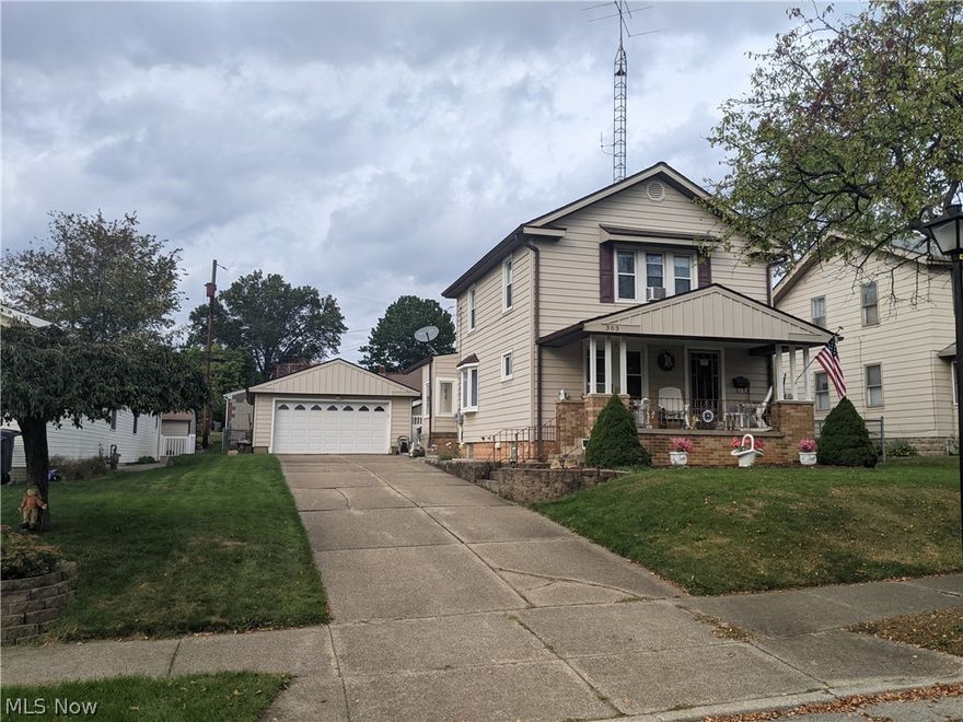 A lovely 2 story home with a 2 car detached garage.  Fenced in backyard.  An awesome front porch to sit out and watch the birds.  The back living space of the home can be used as another family room, current it's being used as an office. 
Siding, roof, and windows(except bow window), furnace, and hot water heater were all done in 2007.