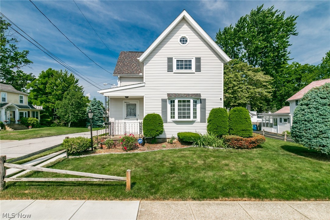 Attention Historic Downtown Willoughby lovers! This well-maintained Colonial is in the heart of it all! Walk into the foyer of this charming, spacious home offering 4 bedrooms, 4 baths and 2 office spaces! Fall in love with the high, beamed ceilings in both the dining room and the living room as well as the raised hearth fireplace. The gorgeous ceilings continue into the first-floor master suite and also the kitchen! Off the kitchen you'll find a convenient first-floor laundry and an eat-in breakfast nook perfect for morning coffee or an evening unwind! The main-level master bedroom offers a full bath providing everything you need for one-floor living! Just a few steps away, enjoy the natural light and open layout of the great room, its brick fireplace and airy office space. A second, private office features a beautiful brick accent wall, built-ins and a garden window to create a quiet, efficient space. New carpet has been installed on both the main and upper bedroom levels. Upstairs boasts 3 bedrooms, a full bath, extra storage, and whole house attic fan. The attic is a generous bonus for additional storage. The attached 2-car garage sports a stone epoxy flooring, workspace, and separate stairs leading into the basement. Basement includes barn-sided walls, stucco ceilings, partial kitchen, half bath and even more storage! This delightful corner lot offers beautiful green space, sidewalks, and the adjacent street is a no-outlet. Close to shopping, restaurants, entertainment, parks, and freeway access. This home has so much utility, space, and convenience... all this and a home warranty! Schedule your showing today!