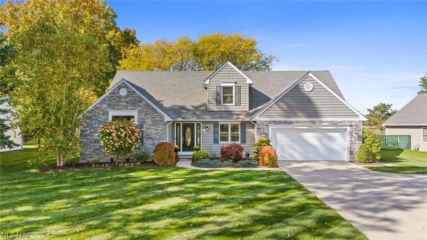 Welcome home to 744 Jaycox Road! Look no further than this stunning 4-bedroom, 2.5-bath cape cod home with gorgeous curb appeal that overlooks the 9th hole at Legacy Golf Course. This home is a showstopper and has so much to offer with many updates, including smart-home features and exterior accent lighting. You are greeted with the open foyer that flows into the spacious family room with a vaulted ceiling, custom-tiled gas fireplace, and tall windows bringing in lots of natural light! Love to cook and entertain? A dream kitchen awaits you with ample white cabinetry complemented by dark granite countertops adding a beautiful contrast, ceramic tile backsplash, and stainless-steel appliances. In addition, a home office with French doors is located just off the living room, giving you the perfect space to work from home. The formal dining room features stunning wainscoting and crown molding, perfect for hosting holidays and special dinner gatherings. Another unique feature is the first-floor owner’s suite with vaulted ceilings, a luxurious owner's bath with a soaking tub, and a huge walk-in closet. The laundry room is conveniently located on the first floor, just off the kitchen. A half bath completes this first level – offering true first floor-living! The second floor offers a balcony overlooking the family room, three full bedrooms each with ample closet space, a full bath, and a large storage closet.  Downstairs in the basement, you can utilize it as a playroom or host your next movie or game night in the finished cozy rec room. Enjoy the view of the peaceful pond and the beautiful golf course from your fully fenced-in backyard.  The backyard also has a concrete patio, gas line for grilling, fire pit, and shed that matches this beautiful home. Attached is a 2-car garage. All of this is located in a highly-regarded school district and minutes to I-90, Crocker Park, Avon Commons, and Lake Erie. This home is truly move-in ready and is ready for its next homeowner!