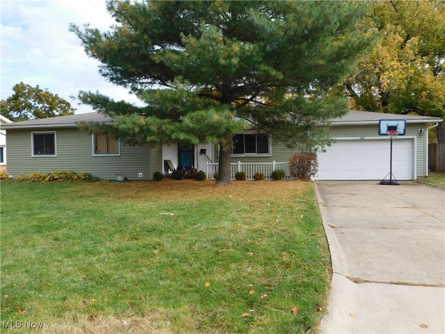 Great Location. Four bedroom ranch. Hardwood floors in living room and all bedrooms. Cedar closet. Large kitchen with center island.
Full and half bath on first level. New roof and new siding. Newer garage door. Cement drive double wide. Large backyard. Needs some TLC. A Great home with many possibilities. Close to shopping and highways.  Possession negotiable.