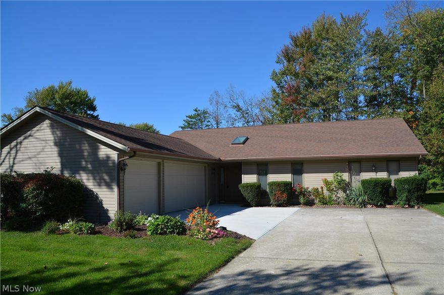 Custom Ranch originally for builders own home with three car side load garage and an open floor plan. A large great room with a beautiful stone fireplace and large wet bar greets you when you walk in the front door. Perfect for entertaining. The formal dining room has a sliding glass door that leads out to the patio which looks out at the trees, and during the winter, the pond of the common area. An eat-in kitchen is bright and cherry. Comes with all appliances including washer and dryer. The laundry room is right next to the kitchen with a large pantry. Three bedrooms are on the east side of the house. The master has a huge master bath with a Jacuzzi tub and separate shower. The 11 x 10 office finishes off this 2100+ square foot home. Close to the interstate shopping, dining and entertainment.