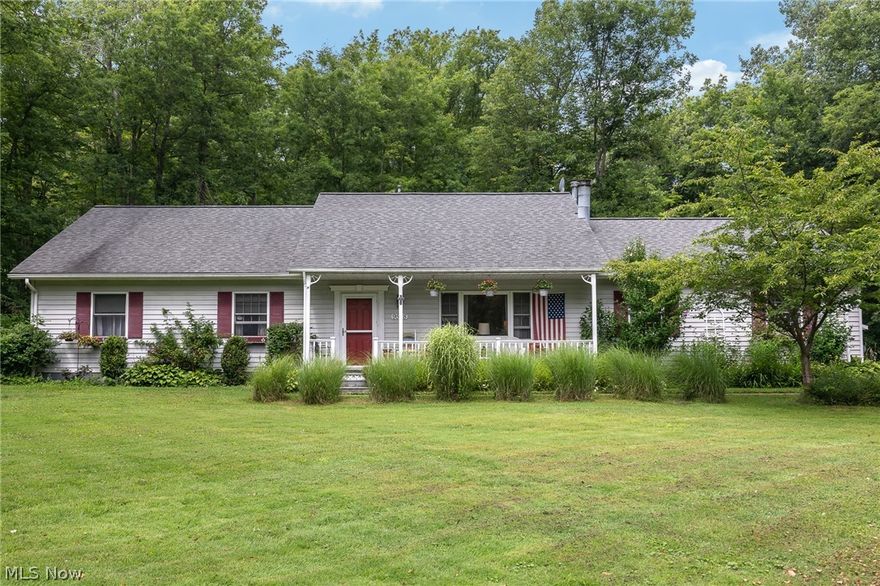 Enjoy a private setting and one floor living in this beautiful Hambden Twp Ranch. Offering three bedrooms, two full baths and nearly 1,900 square feet of living space, the home is nicely situated on a 2 acre lot. The inviting front porch offers a nice spot to sip coffee in the morning. Once inside, there is a formal living room with woodburning fireplace. The large dining room opens to the huge family room with vaulted ceilings and has a woodburner capable of heating most of the home. The eat in kitchen is a nice size with access to the attached two car garage. The main floor laundry room also houses the newer hot water tank (05/2022). The boiler was also replaced in 11/2021. Tucked away from the living spaces are three nice sized bedrooms and two full baths. The master has a walk-in and bath en suite. The family room has a slider leading to a private patio perfect for entertaining. The yard includes a green space as well as a wooded section with a path. A fantastic feature of this hom