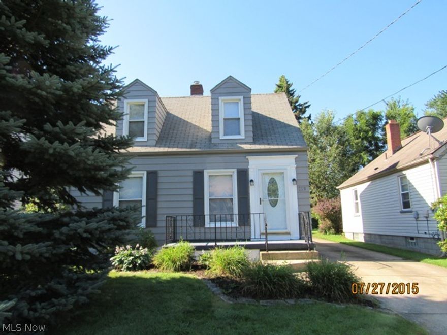 Alum sided cape cod TOTALLY UPDATED. Just bring your furniture and move in. Newly painted, new carpeting, Both the full bath on the 2nd floor and the half bath on first floor remodeled. Enclosed rear porch, 1 car Detached garage. Basement freshly painted.  This home is a MUST SEE to appreciate all the work that has been done.
