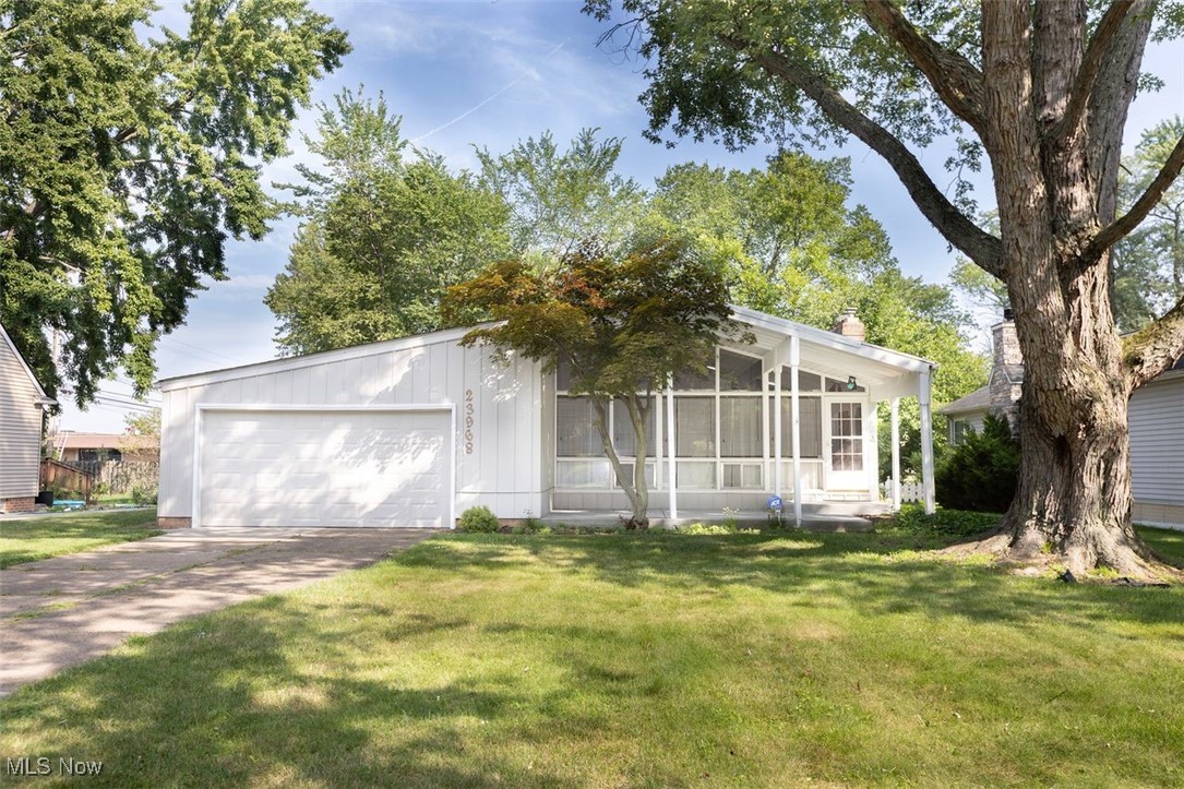 Welcome to this contemporary ranch, perfectly situated in a quiet, desirable neighborhood surrounded by higher-priced homes! From the inviting covered front porch to the bright, open floor plan, this home offers comfort, style, and functionality.
Step into the spacious living and dining area featuring a vaulted, beamed ceiling, a cozy fireplace, and a full wall of windows that flood the space with natural light. The eat-in kitchen comes fully equipped with appliances that stay, and solar light tubes throughout the home enhance the natural brightness.
You'll find three generously sized bedrooms and a fully remodeled bathroom complete with modern tile flooring, a sleek vanity, and a full shower surround. The finished lower level adds valuable living space with a paneled rec room, a large utility/laundry area, and plenty of room for storage.
Enjoy the convenience of an attached two-car garage with opener, pull-down attic access, and a private fenced backyard featuring a storage shed. Recent updates include newer vinyl windows and secure glass block windows.
Located within walking distance to schools and nestled in a peaceful community, this home provides space, updates, location, and value. Don’t miss your chance — this one won’t last!