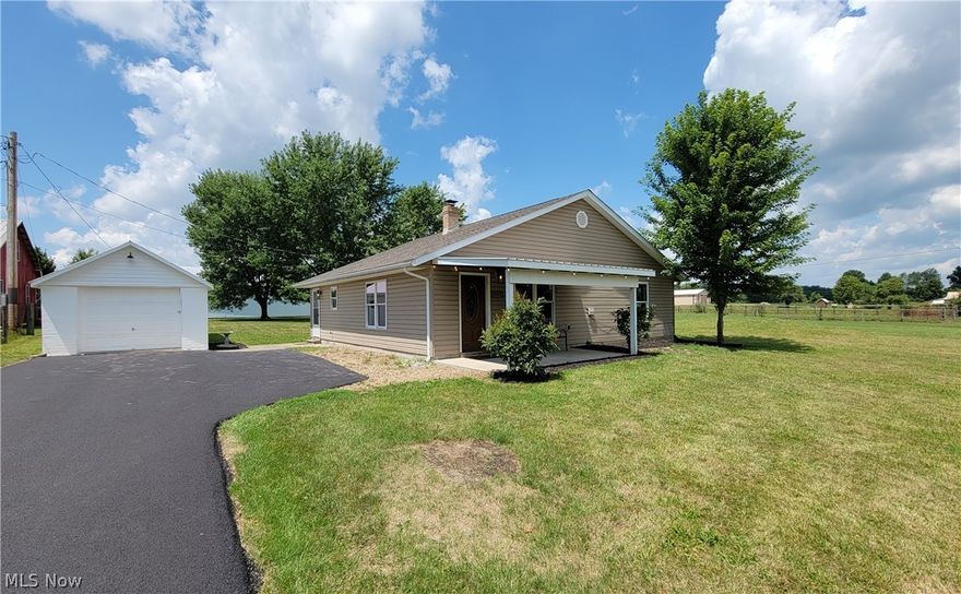 Incredible opportunity in Lodi on a stunning, renovated 2013 built ranch with 3 bedrooms and 1332 sq ft with an enormous barn & lean to having over 4500 sq ft of space and a built in workshop area! all situated nicely on a nearly 2.5 acre lot with pastures. Inside features an all new spacious eat-in kitchen with granite counters, undermount sink, pull down faucet, pantry and a full matching set of Samsung appliances including counter-depth fridge, micro, range & dishwasher!  Attractive, thick 12mm hard surface flooring throughout the main areas & new carpet in the bedrooms. New paint (ceilings/walls/doors/trim), updated bathroom, new exterior & interior lighting...bronze entry knobs, interior knobs, hinges, hardware & more. New ceiling fans, LED recessed lighting in the kitchen & living areas, new Trane air conditioning system, hot water heater & more! Relaxing front porch with a view, brand new blacktop driveway, garage, mature trees, city water!