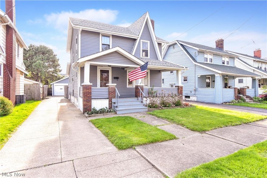 Adorable 3 bedroom colonial with old world character.  Large front porch, spacious living room and dining room open to the large eat-in kitchen. Enjoy the large back deck great for grilling out and entertaining.   Fenced in back yard.  2 car garage.  Newer vinyl siding and roof: 2008. Glass block windows.  Natural woodwork throughout.  This is larger than it seems.  Great starter home.