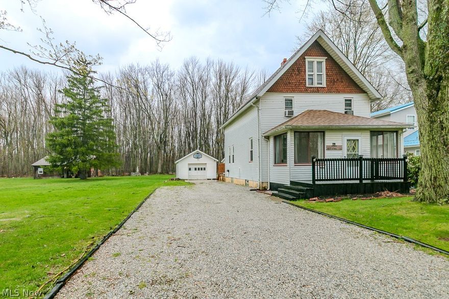 Don't miss out on this three bedroom home with much potential!   On the exterior you will find large front wooden stairs, newer wooden rear deck, rear enclosed sun room with heater, 1-1/2 car garage, huge barn with concrete patio all on a double lot!  Inside you will find a neutral living room, spacious kitchen with breakfast bar, separate dining room, enclosed sun room, updated full bathroom & laundry area across the hall from the full bathroom on the first floor.  Upstairs you will find three bedrooms and a spiral stairway with a bonus room!  Basement has an updated electric panel, newer hot water tank (2021), sump pump, glass block windows & room for storage!