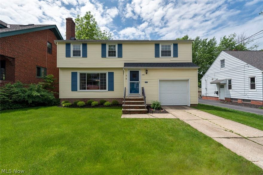 Welcome home to this charming colonial located close to everything you need in Lyndhurst! This home features gleaming hardwood floors, a beautifully updated kitchen, and four spacious bedrooms. All that is missing is you! The living room features a cozy fireplace and is illuminated by a picture window. The dining room provides deck access and opens to the eat-in kitchen, which boasts sleek white cabinetry, granite countertops, and a full complement of stainless steel appliances. A half bath rounds off the first floor. Upstairs, you will find four large bedrooms, including the lovely master bedroom. A full bath and a half bath complete the second floor. The lower level is partially finished and includes a rec room or family/media room, a convenient laundry area, and plenty of extra storage space. Outside, you are sure to enjoy summer gatherings on the back deck, which overlooks a spacious backyard that is perfect for children or pets. Other recent improvements include a newer roof and a