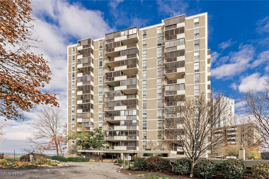 Dramatic, fabulous, meticulous – there are not enough superlatives! Truly turn-key, this condo-in-the-sky has been reimagined by a very discerning seller with excellent taste. Upon entry, you will find a sunlit, open floorplan w/oversized windows framing Lake Erie & treetop views. All major rooms are united with beautiful new flooring, gorgeous upscale fans, lighting & plumbing fixtures – finishes you would find in a million-dollar home, set in a neutral décor that will accommodate any style of furnishings. Living Room–Dining Room extends 29 ft, leading to an enclosed Sunroom overlooking Lake Erie. Family Room features a wall of custom built-ins including shelving, cabinetry & TV niche, leading to glass-enclosed Office. Kitchen, adjoining both Living & Family Rooms, is a chef’s delight. Designer-driven Kitchen features: GE Profile appliances, Gaggenau built-in Steamer, beverage refrigerator, stainless steel farm sink, walk- in Pantry, stunning glass tile backsplash & quartz countertops, Breakfast Bar complete the high-style Kitchen. Bedroom Wing w/two bedrooms, two full baths. Master Bedroom leads to outfitted cedar-lined walk-in closet w/shelves, hanging racks, bins, shoe tree. Master Bath, tiled walls and floor, glass & tile shower w/rain showerhead & handheld sprayer. Guest Bedroom w/double closet is adjacent to hall bath with tiled shower/tub. Both bathrooms feature vessel sinks atop
floating vanities, and motion-sensor night-lighting. Other improvements: upgraded electric panel plugs & switches, new drywall throughout, new solid 3-panel doors, 3 barn doors, professionally outfitted closets, 4 new HVAC units. Bonneville Towers is a non-rental, owner-occupied condo building w/fulltime management & maintenance staff, exercise room, common laundry, rooftop Party Room. Outdoor pool, grilling area, bocce court, all overlooking Lake Erie. Indoor parking garage available on first-come basis. This stunning condo offers a rare, highly-desirable lifestyle opportunity