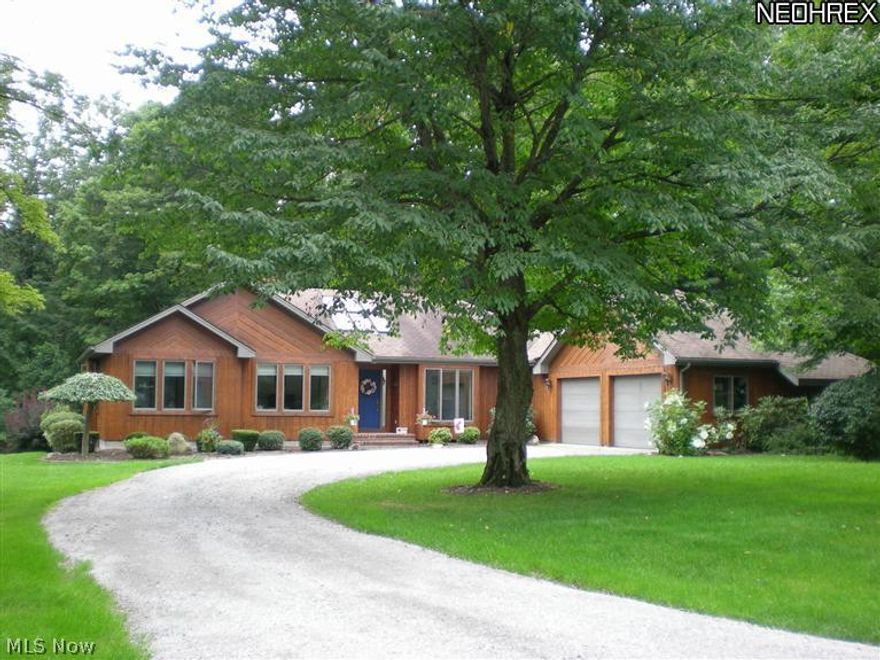 Peaceful, secluded county setting. This great Ranch has 4 bedrooms, 3-1/2 baths. Great room has fireplace & vaulted ceilings. Foyer has sky lights, great windows to bring the outside in. Master bedroom has french doors to back deck. First floor laundry. 4th bedroom makes a great den. Rec room is finished with full bath, office & walk out to covered patio looking at the wooded property and a fire pit. Home Warranty for 1 year. All on 2 acres on a cul-de-sac. Geothermal heat & air - budget $147/month. 2635 SF when including 700 SF finished walk-out basement which makes this home $96. a square foot.(not on auditor's site) Don't delay call today!