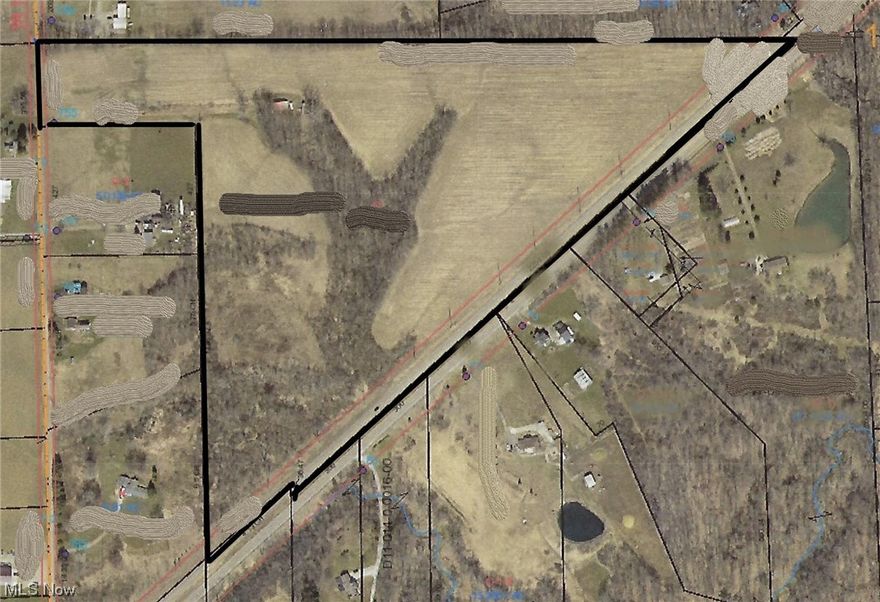 Property Line is over 2,500 feet on rte 42.
Less than 10 minute drive from I 71.
Partially wooded with seasonal stream in ravine and has some Walnut trees in Treed area.
There was a working Well that previous owner used in 1991. 
Electrical wiring to the property is from Township road towards Rte 42 along right side Boundary line.
Gas line at street along Township rd.
*** Investors consider farmland for your portfolio ***
