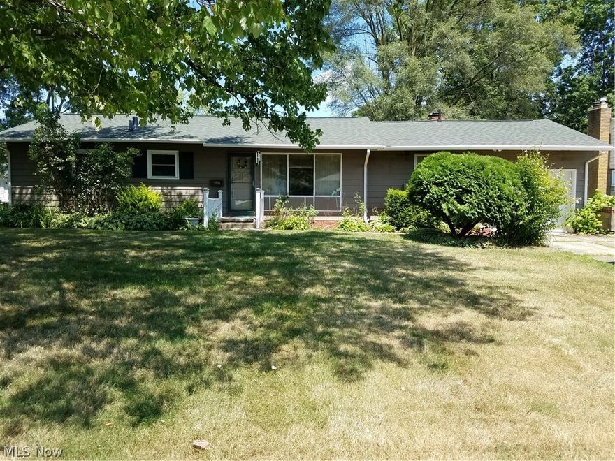Great location! 3 bedrooms, 1 and a half bath ranch features a welcoming living room with large window and a family room with a wood-burning fireplace. A sun room off of the family room overlooks the backyard. One car garage and concrete drive. Nice, big yard.