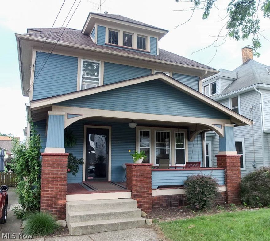 Charming 3 bedroom, 2 full bath home with a fenced backyard! Spacious formal living room with a brick fireplace and beautiful French doors to the sun-filled dining room. Fully applianced kitchen with crown molding and a dinette featuring a gorgeous light fixture. You'll love the beautiful woodwork throughout! Hardwood floors in all 3 bedrooms. Large full bath upstairs and a full bath on the lower level. Great storage in the walk-up attic and the full basement. 2-car detached garage with storage above. Relax on the covered front porch or retreat to the fenced backyard with an above ground pool! Don't miss out - call today!