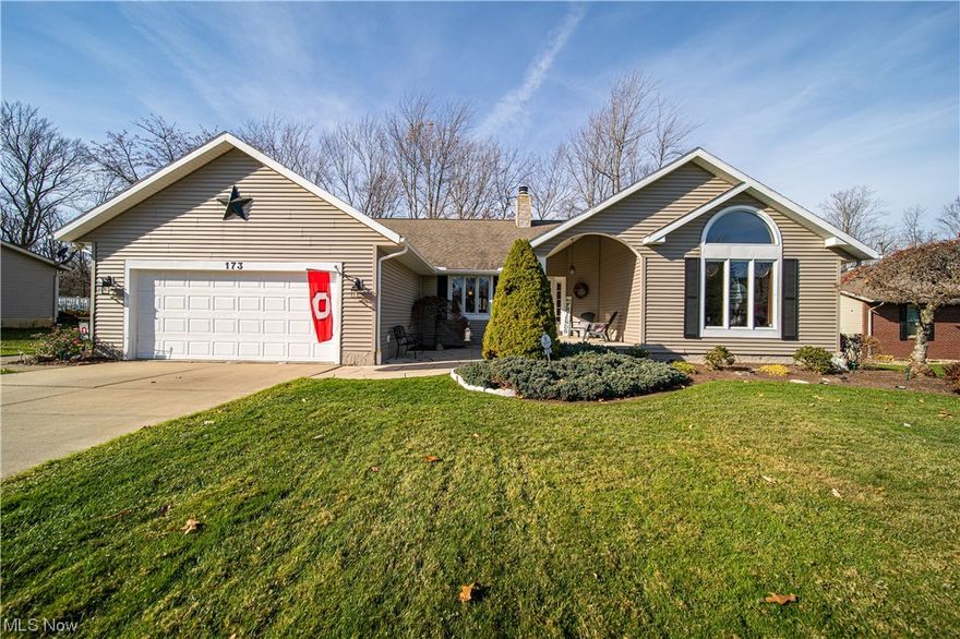 WOWZA! What a perfect home! Amazing style & comfortable feel in this split bedroom ranch home. Great size at 2,412 sq. ft & approx. 660 finished space in the lower level. So much updating has been done over the last 18 years. Gorgeous open kitchen w/breakfast room & family room w/ lots of natural light- wooded back yard view. Kitchen features beautiful quartz counter tops (2021), dark stainless range & fridge (2021), laminate flooring. Family room has a gas fireplace & ceiling fan. Master suite has an enormous bath w/ large vanity, walk in shower, walk-in closet plus 2 more closets.  2- good sized bedrooms on the opposite side of the home - great for kids or guests.  Dining room is open to a large foyer-great for large family gatherings. Vaulted living room w/ gorgeous windows. Lower level- finished rec room & another finished area-great for a crafts or office & an extra range for party prep. Unfinished area for storage. Main floor laundry room, half bath off the living areas. Recent updates - interior painted 2021, living & dining carpeting 2021, furnace, central air, humidifier & air cleaner 2018, hot water heater 2022, roof is approx. 10 years old. Outside find a large front porch for holiday decorating, rear deck overlooking a wooded view & ravine, storage shed, 2-car attached garage & extra wide concrete driveway w/ additional parking area. Easy access to I-90, local wineries, restaurants & stores. Tucked away in a quaint allotment. You do not want to miss this home.