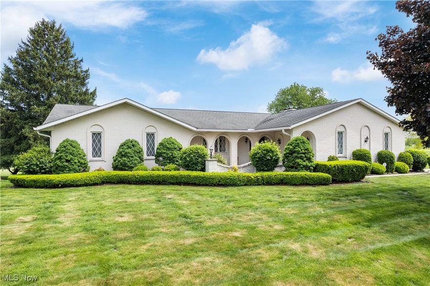 Discover timeless charm in this meticulously maintained custom ranch home nestled on the Ohio Prestwick Country Club golf course. Built in 1982 with quality craftsmanship throughout, this beautiful 1,988 square foot residence offers single-level living with spectacular course views. The thoughtfully designed main level welcomes you with an inviting flow between the spacious kitchen, dining room, and comfortable living room. The cozy family room features a warming fireplace and opens to a light and bright sunroom where you'll enjoy panoramic golf course views throughout the seasons. A convenient full bath off the two-car attached garage, master suite with private bath, two additional generously-sized bedrooms, another full bath, and first-floor laundry complete the main level's practical yet elegant floor plan. The walk-out lower level where entertainment possibilities abound in the recreation room with custom bar, Family Room with Fireplace, and Half Bath. This versatile space also includes a dedicated workshop, additional bedroom, and full bath, perfect for guests, hobbies, or multi-generational living. This well-maintained residence awaits your personal touch and updating. Public utilities, gas forced-air furnace, central air conditioning, and breaker electric system. Home is situated on a spacious lot in a cul-de-sac. Parcel #2803495. Conveniently located near highways, shopping, and dining while maintaining a peaceful golf course setting. Don't miss this rare opportunity to own a quality custom home in prestigious Prestwick Estates.