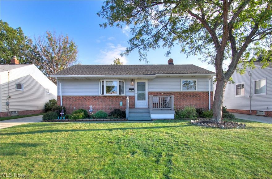 Three bedroom three full bath Willowick ranch in move-in condition offering many updates completed over the past few years. Current owners since 1987. Updated eat-in kitchen features Corian counter tops and porcelain tile flooring. Formal dining room. Spacious master bedroom with a full bathroom addition overlooking a fenced in back yard. Updated full finished recreation room in the lower level featuring a full sized window and porcelain tiles, full bathroom and large laundry room. All appliances included (washer, dryer, refrigerator, microwave, stove and dishwasher.) Pull down stairs for extra storage in the attic. Vinyl sided exterior with front porch and a covered composite deck in the backyard. Two and a half car detached garage with extra room for more storage. HMS Home Warranty offered for one year. Must See!