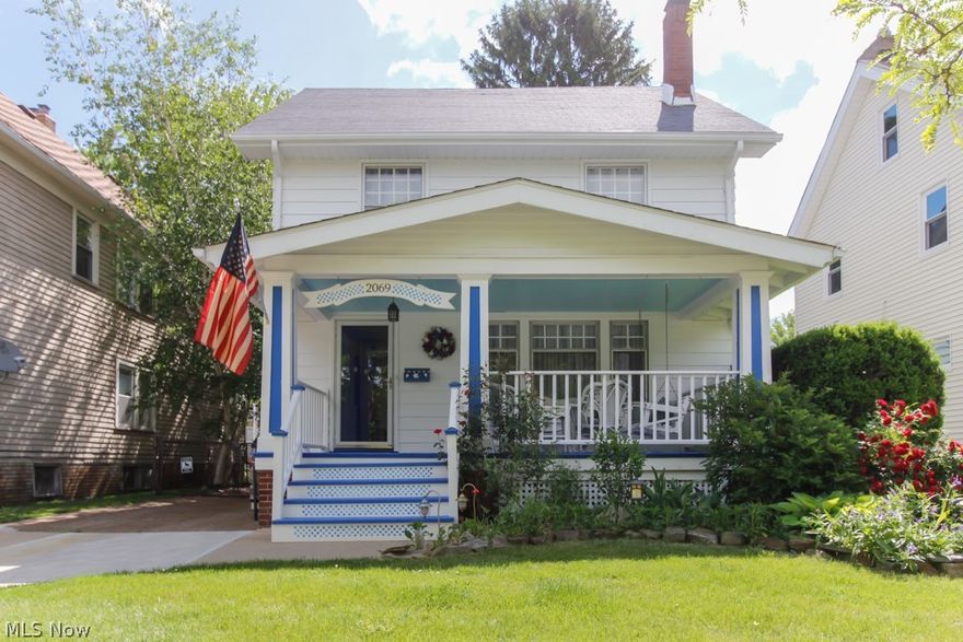 This meticulously updated and painstakingly maintained Elbur Avenue gem blends modern updates with classic craftsmanship! 
Fabulous curb appeal with cornflower blue porch accents and hundreds of flowering bulbs and perennials.  Move-in ready with original oak floors and refinished wood-framed windows (sturdier than vinyl replacements!) 
Updated, well-lit kitchen equipped with Corian countertop, dishwasher, larger refrigerator, and pantry storage areas on both sides of fridge.
Most interior doors include original, cleaned hardware, including locks with keys.
Living room features grandfathered wood-burning fireplace.
Updated and clean basement bathroom serves as both a second full bath and a convenient powder room for guests. Updated second floor bath opens onto airing porch with great view of back yard.
Third-story walk-up attic provides plentiful extra storage as well as potential for additional master suite or other expansion. 
Carefully landscaped yard framed by beautiful birc