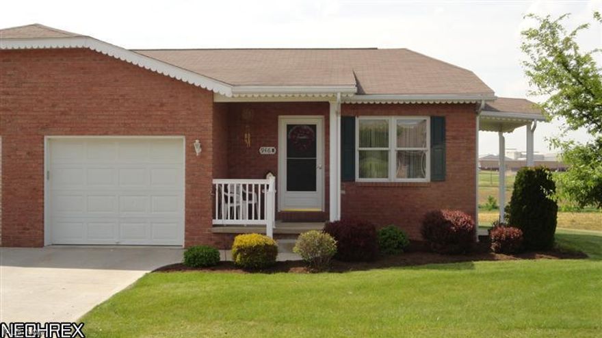 Contingent on home sale;  24 hour kick-out clause;  Seller is encouraging showings.   Maintenance free, retirement community!  2 bedroom, 1.5 bath brick and vinyl ranch.  Open concept.  French doors lead from the living room to the side patio.  Oak kitchen with island breakfast bar and ceramic tile floors.  Main floor laundry closet.  First floor bath includes a walk in shower.  Attached garage.  Swiss Village Retirement Condominium.