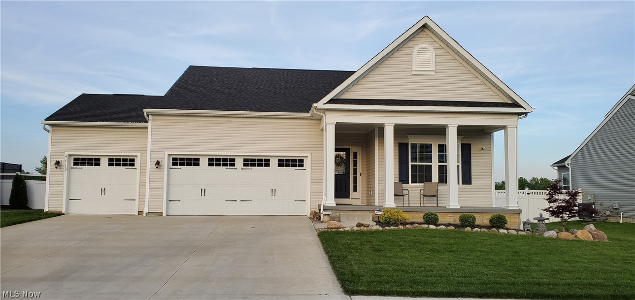 This three year young, beautifully decorated Cranberry Creek ranch has many upgrades. As you enter the foyer with lovely porcelain tile and trayed ceiling, notice the open floor plan than moves into the great room and allows for a comfortable living space. The kitchen has an extended quartz counter island that is perfect for casual dining and the coffee bar adjacent to the morning room is a convenient space for a morning beverage. The morning room is warmly lit with many large windows to enjoy the manicured backyard while dining. The first floor master is ample sized, and added bump out is a comfortable spot for the sitting area. The master bath has quartz counters and a double sink. The office features a nicely located work area with double french entry doors. The generously sized recreation room is well fitted for any large gathering or entertainment needs. The bedroom suite in the lower level is complete with walk in closet, sitting or gaming area, adjacent bath, and oversized windo
