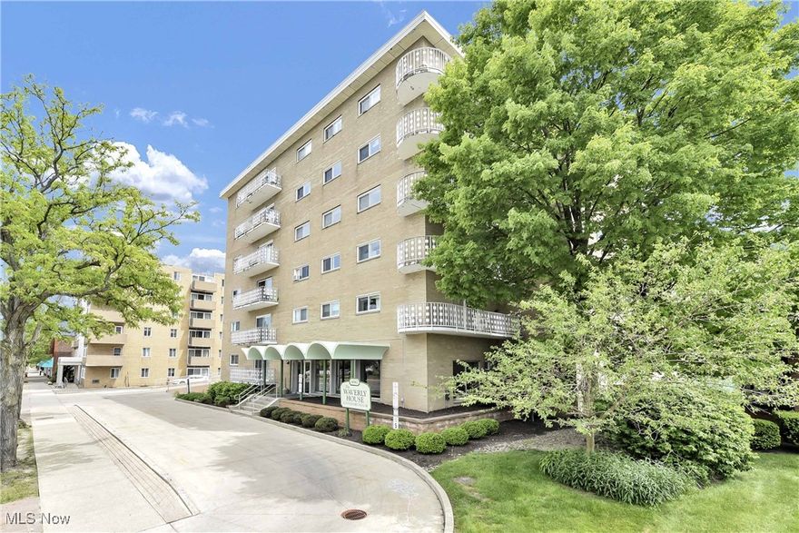 Updated, stylish, and efficient 1 bedroom located on the first floor with easy access to the association's parking.  Indoor parking is also available in the attached, underground garage, yet currently, there is a waitlist (approximately $30/month).  There is a shared laundry room conveniently located on each residential floor making chores a breeze.  All kitchen appliances remain.  There are ceiling fans in the bedroom and dining area.  An additional storage locker is included and accessed just off the elevator on the lower level.  Amenities include a secluded outdoor pool and party room.  Conveniently located for everything Lakewood.
