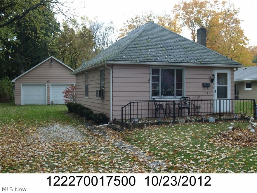 Starting out!  Or downsizing? Or getting into the rental business? This home could be for you.  Walk into the Living room via front door in to a full length 20'x12'+-  . Two doors are on the west wall.  The left one enters the one bedroom and further to the bathroom.  The other door, north, enters the kitchen, dinette and laundry room which has the rear exit door.  Looks like plenty of room for expansion off the back to the 2-car detached garage.