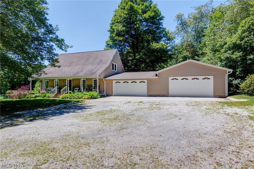 Welcome home to your own private country oasis! Situated on 4.66 acres this 3 bedroom, 4 bathroom home is a nature lover's paradise with a 1.5 acre private pond (aerated and stocked with bass and blue gill fish) complete with canoe dock! The massive garage boasts 1950 square feet with 3 door access (2016). Property also features an apple orchard and an outdoor outhouse/storage shed. Main level features an open floor plan for easy living and entertainment. Spacious updated kitchen has large pantry along with new appliances, counter tops, 8 ft. island and dark laminate wood-like flooring that flows nicely into adjacent eat-in area. Upstairs you will find three spacious bedrooms and 2 full baths. Finished basement includes a half bath, office space/den as well as workshop area. Additional updates include new windows (2018) new siding and gutters (2016) pellet stove, and whole house generator. Enjoy the scenic views from the front porch as well as the back deck over looking the water. Shor