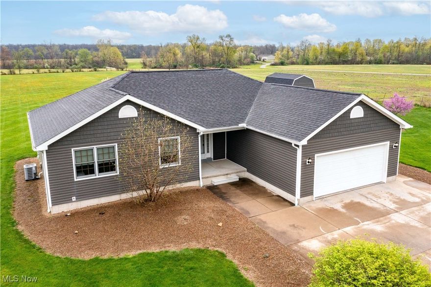 Your slice of the peaceful country life paradise is available for you at 5415 Firestone Rd. Spencer! You'll be greeted by the sharp-looking new siding (2022) and roof (2019) at the exterior. This 1999 built ranch home features 3 bedrooms and 2 full bathrooms. The large eat-in kitchen offers abundant cabinet storage, a pantry, breakfast bar, built-in desk and new dishwasher & refrigerator. Kitchen opens to the spacious living room. Full bathroom and two bedrooms down the main hall of the home. Large storage closets. The roomy master bedroom offers a walk-in closet and en-suite bathroom with stall shower & jetted tub! First floor laundry room and washer & dryer will convey. The wide open basement offers 9' poured walls, newer sump pump and glass-block windows. Dedicated crock offers possibilities of lower level bathroom to be added. Water softener (2022), gun safe, and deep freezer will stay. Over-constructed 2x6 construction and blown insulation. Brand new HVAC added 2024. HWT 2015.  New Nature Stone flooring added 2024 & adorns the 22 x 22 attached garage. 12 x 20 Storage shed with matching roof and siding. All situated on 4.79 beautiful acres, with 220' frontage - ripe for possibilities!! Perimeter fence. Home has been very well maintained & ready for it's new owner! Call today for your private tour!