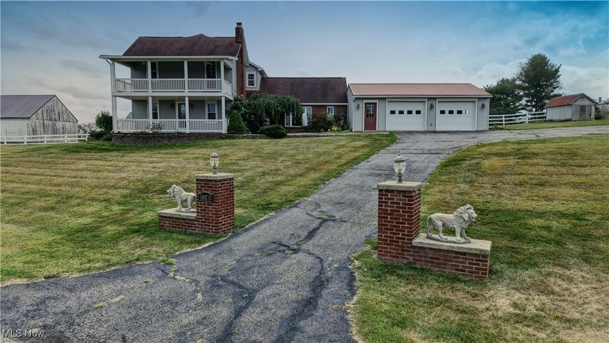 Nestled on scenic French Ridge, this beautifully remodeled farmhouse combines character with modern updates. Situated on 1.3 acres, the property offers sweeping views of the surrounding countryside, creating a peaceful retreat. Inside, you'll find a spacious layout with 3 cozy bedrooms and 2 full bathrooms. The living room, featuring a charming fireplace, is perfect for relaxing or entertaining. A second, larger great room with another fireplace provides additional space for gatherings and cozy evenings. The updated kitchen has lovely oak cabinetry and a convenient walk-in pantry, perfect for organizing your culinary essentials. Enjoy the outdoors with both a first-floor and second-floor front porch, ideal for sipping coffee in the morning or watching sunsets in the evening. Additional features include an oversized 2-car attached garage, perfect for parking and a workspace. There are 2 sheds on the property for even more storage or potential use as tool and garden sheds.