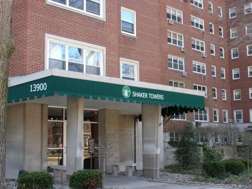 Fabulous Shaker Towers Condominium offers high-end upgrades and beautiful finishes.  Designer Kitchen has custom lacquered cabinets,  top of the line appliances, remodeled baths, oak floors throughout the main rooms, venetian plastered walls and in-suite washer/dryer connection.  This turn key unit is inside one of the best maintained buildings in the area with lovely tree top views.  Enjoy the cherished roof-top gardens, exercise room, community room and only four units per floor. Garage parking $45 per month per space.  Walk to Shaker Square amenities including restaurants, movie theatre, art gallery and shopping at the Farmers Market.  Rail transportation takes you downtown and to the airport.  Ten minutes to Cleveland Clinic and University Hospitals.