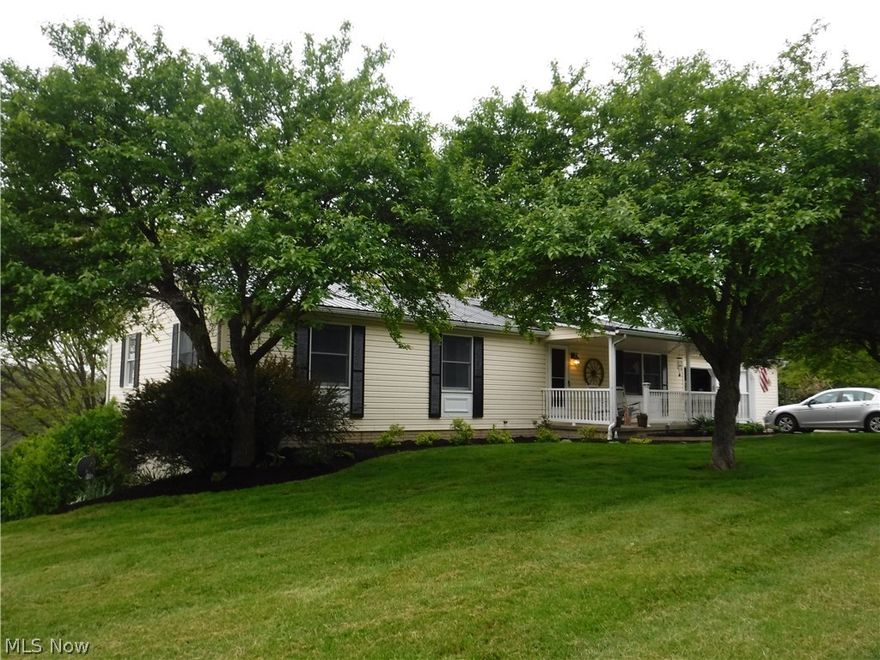 Nice Ranch Home with 3 Bedroom's 1 1/2 Bathrooms and full finished Basement.  This 1,404 sq.ft home is located on 1.63 Acres.  3 Bedrooms and 1 1/2 Bathroom on the main living floor.  Basement is 95% finished with Family Room, Bar, Full Bathroom and Recreation Room that walks out to wood deck and the Back Yard.  This Vinyl Sided home has a New Metal Roof & Furnace with Poured Concrete Walls. Located in West Muskingum School District this home has spectacular views of the Valley and the back of West Muskingum High School.