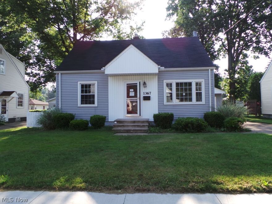 Cozy three bedroom bungalow home offers living room w/hardwood floor, kitchen with side door entrance.  Two bedrooms on first floor, one with sliding door to back deck.  Third bedroom upstairs. Full basement.  Detached garage,  fenced backyard.  Property is HUD owned and sold AS IS.