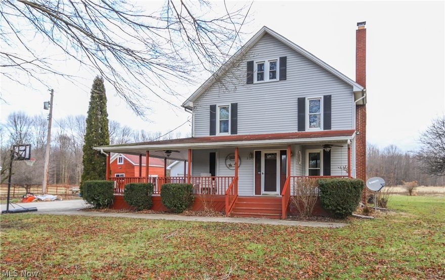 Beautiful century home located on over 11 peaceful and private acres! Wrap around porch to showcase the country views. Living room with fireplace. Spacious family room with wood burning fireplace, vaulted timber frame ceilings and large picture windows. Mudroom with ample space ideally located adjacent to garage with a separate backyard entrance. Formal dining room with wainscoting open to kitchen with ample cabinet space. Two full bathrooms one on the main floor and one upstairs. Three bedrooms upstairs with loads of closet space! Fully insulated walk up attic. 200 amp electrical service and leach field septic system installed in 2015. Barn with 2 stalls has a raised floor with rubber matts installed and opens to 1 acre of fenced in pasture. Potting shed with electric and 2 corn cribs. New Septic Service, Furnace, Well Bladder, additional grabel driveway, all done since 2018. Tons of opportunities with this property!