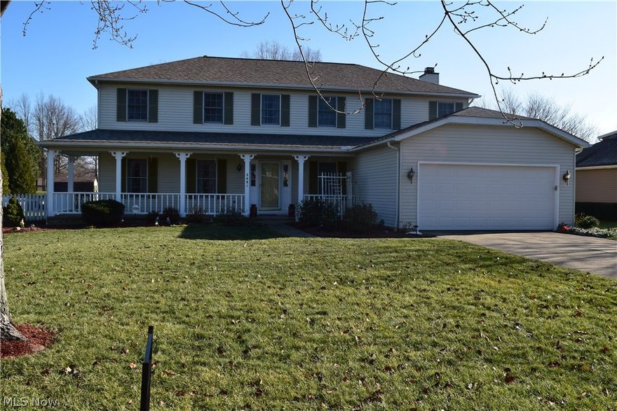 One Owner Avon Colonial On A Cul-de-sac Street With A Backyard That Borders Schwartz Park * Great Curb Appeal With A Wrap Around Front Porch * Generous Room Sizes Throughout * Large Kitchen With Granite Counters, Ceramic Tile Floor, Pantry And Eating Area With A Bay Window * First Floor Office Located Off The Two Story Foyer * Family Room With Fireplace * Formal Living And Dining Rooms With Crown Molding * Master Suite With Dual Vanities, A Soaking Tub And Skylight * First Floor Laundry Room * Oversized Two Car Garage * Trane Hi-Eff Hybrid HVAC System That Utilizes A Heat Pump And A Gas Furnace * Newer Roof in 2006 * Fenced-in Backyard With A Deck And Storage Shed * Do Not Miss Your Opportunity To Make This Your Next Home * Immediate Possession