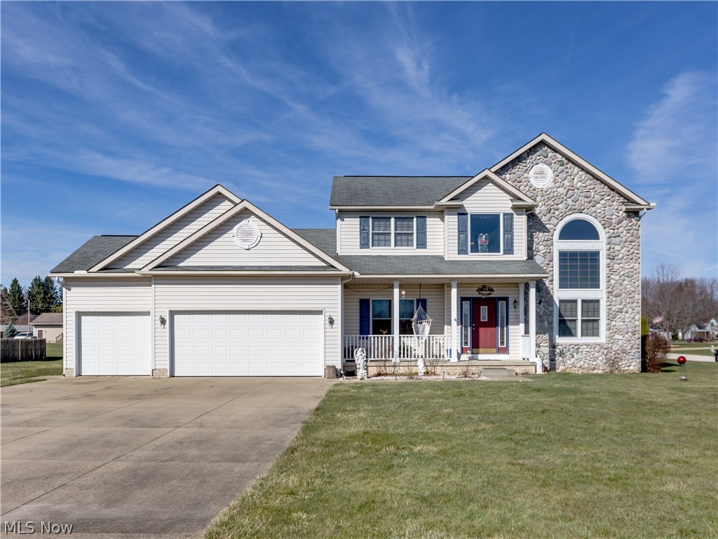 This fantastic Colonial offers so many of the features that every home buyer is looking for. Starting on the first floor, an impressive two story foyer leads to the 13 x 23 eat-in kitchen that boasts quartz countertops, glass backsplash, all appliances (new Bosch stainless-steel dishwasher and new garbage disposal), a generous panty and French doors that leads to the back yard. Off of the kitchen is the spacious Great Room that includes a gas fireplace that has been converted from wood burning. A much sought after first floor master suite includes two walk-in closets. The master bath offers a large corner soaking tub and a separate shower. Completing the first floor is a laundry room that is just steps away from the master bedroom. A winding staircase leading to the second floor opens to a sizeable loft area that is a perfect office area or second floor family room. Two other nicely sized bedrooms and a full bath finishes off the second story. The full basement is plumbed for a