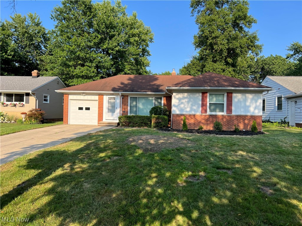 This charming three-bedroom, one-bath solid brick ranch is nestled in a highly desirable neighborhood, characterized by its picturesque tree-lined streets and family-friendly atmosphere. The property boasts a welcoming **concrete patio** in the back, ideal for barbecuing and entertaining guests. Step inside to discover an **open concept floor plan** that seamlessly connects the spacious living room, featuring **recessed lighting** and stunning **hardwood floors**. These gorgeous hardwood floors extend into the dining room and all three generously sized main floor bedrooms, creating a cohesive and inviting space. The kitchen boasts **plenty of counter space** and cabinets, making it functional for everyday cooking and entertaining. A **partially finished basement** adds additional space for gatherings, hobbies, or storage. The home is equipped with **newer windows** throughout, ensuring energy efficiency and natural light. Both the **furnace and AC** units are also newer, providing comfort year-round. Fresh paint throughout the home enhances its appeal, and all appliances are included, featuring a refrigerator, gas stove, dishwasher, and washer and dryer. For outdoor enthusiasts, a nearby dog park and community pool offer recreational opportunities, while local parks host concerts and summer events, perfect for family outings. Don't miss out!
