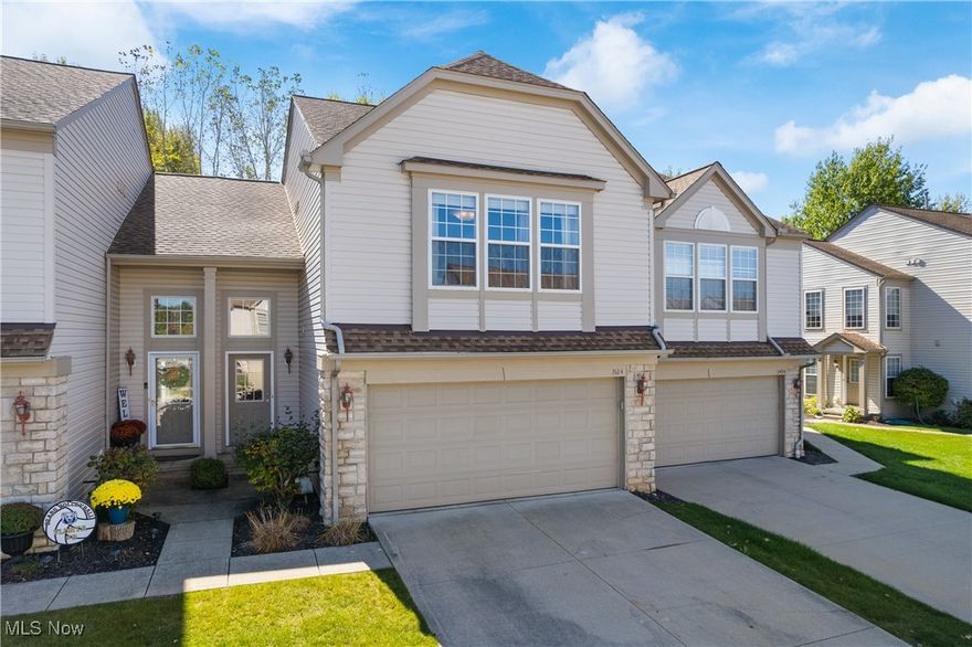 Welcome to this beautifully maintained townhome in desirable Broadview Heights, located within the top-rated North Royalton School District. This neighborhood is nestled near Michaelangelo’s Winery and close to expressways! 
The inviting, two-story living room impresses with gleaming hardwood floors, a floor-to-ceiling window that fills the space with natural light, and a cozy gas fireplace perfect for relaxing evenings. 
Prepare nutritious meals in the updated kitchen, offering extensive cabinetry, granite countertops, stainless steel appliances, and an eating area with sliders to the backyard.
There is a convenient half bathroom on the first floor.
Upstairs, the spacious primary bedroom features a vaulted ceiling, large windows, and an ensuite bathroom complete with double sinks and granite countertops. 
An additional bedroom, full bathroom, laundry room, and a versatile loft area complete the second level.
The attached, two-car garage adds convenience. 
A stamped concrete patio can be accessed through the sliding doors off the kitchen, and overlooks peaceful greenspace.
Enjoy resort-style amenities through the HOA, including a pool, playground, and clubhouse, while they maintain the roof, landscaping, siding, and snow removal.
Recent updates include a new furnace (2025) and stove (2024), offering peace of mind for years to come. 
Combining modern comfort, style, and a prime location, this home is the perfect place to call your own.