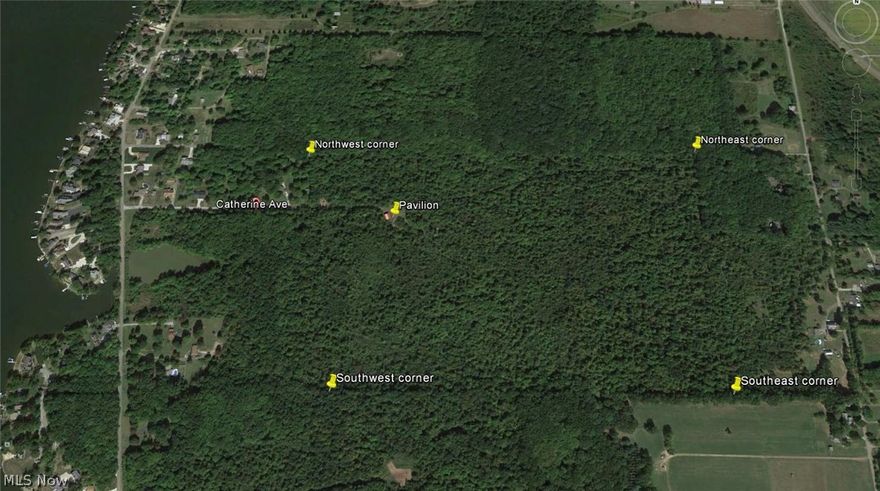 Two lots of roughly 46 acres each, side by side and walking distance from the northeast side of Lake Milton with a significant amount of frontage on both lots touching state park lands that are contiguous with Lake Milton.  The owner is willing to sell both lots together, one or the other, or divide. This land is close to Northeast River Road that has many of the largest most valuable lakefront homes on Lake Milton. The property is mainly flat with a gentle slope toward the water and would make a very good building site for a private home, or it could be a development site for a builder. Significant stands of pin oak up to roughly 20 inches in diameter are on the property as well as other young timber and the owner has a forestry plan prepared by the ODNR.  Gas, electric, water and sewer run along Catherine Ave. near the last home right next to this property and you can extend the utilities from there. The property could also continue to be used recreationally and has good deer, turkey