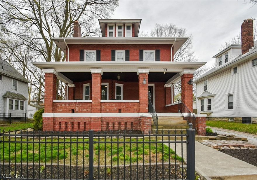 Beautiful brick, three story home, located in Highland Square. Versatile property, currently being used as a duplex style home (with utilities separated per unit), but can easily be converted back to a single family home. There's so much character and charm in the details including, original hardwood floors throughout, wood burning fireplace, 9.5 ft ceilings, built in cabinets, built in alcove window seating, and large 7ft doorways with pocket doors. Ample storage and closet space. Partially fenced in yard with large front porch, stone patio, and cozy second story deck for upstairs unit. Quiet neighborhood within walking distance to all Highland Square has to offer. Two double carports and storage shed convey with property. All appliances for each unit, including washer and dryer, stay. New roof and gutters (2017), two new hot water tanks (2017), second floor furnace motor replaced (2020). Many additional updates and improvements throughout. Seller providing Home Warranty.