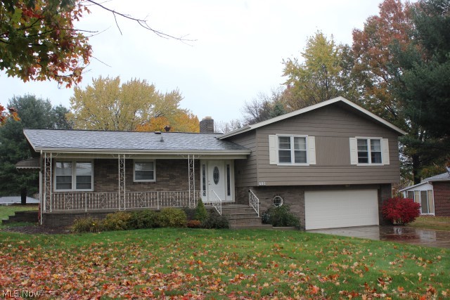 Just move into this wonderfully updated 3 bedroom/2.5 bath split level with 2394SF* Starting with the newer beveled glass front door & side entry lights* New engineered wood floor throughout living room & dining room* Updated spacious oak eat in kitchen with laminate floor, slate grey GE appliances (refrig, range, microwave & dishwasher)* Breakfast room with access to side yard* Wood floors throughout bedrooms & hall* Master with 3 closets, fan & private bath* 2 additional bedrooms with fans & guest bath with updates & double vanity* Spacious laundry/utility room with half bath & access to covered patio with built in gas grill* Lower level rec room with gas log fireplace (pool table negotiable)* Oversized heated 2 car garage with extra storage area* Covered front porch* Level .6 acre lot* Pressure tank (2015)* Newer light fixtures, ceiling fans, hardware & faucets* Interior painted -walls & ceiling (no wallpaper)* Laundry chute* Waterproofing*