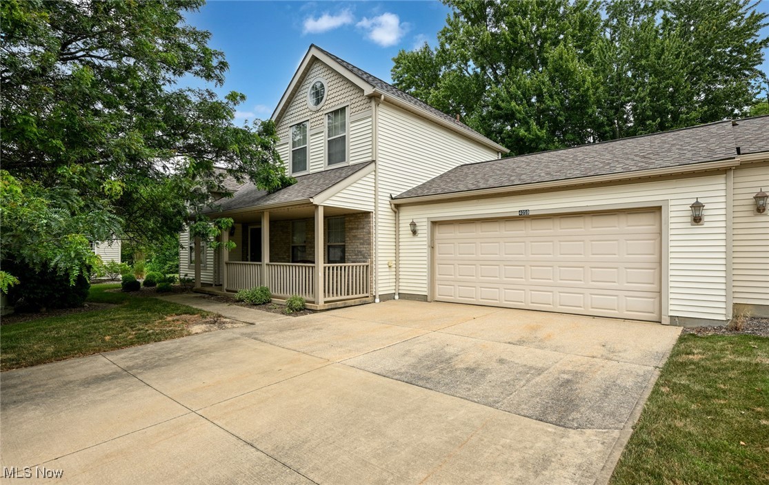 Welcome to this spacious end unit condo perfectly situated in a prime location just minutes from the highway, parks, and a variety of restaurants—offering both convenience and serenity. Enjoy first-floor living with a bright and open layout featuring vaulted ceilings in the great room, a cozy fireplace, and an abundance of natural light. The eat-in kitchen is perfect for everyday dining, with sliding glass doors that open to a large deck overlooking the peaceful woods and common area—ideal for relaxing or entertaining. The main level also includes a versatile bedroom currently used as an office/exercise room, with direct access to a full bath, as well as a convenient laundry area. Upstairs, you’ll find a good sized vaulted primary bedroom, an additional bedroom, and another full bath—offering flexibility for guests or family members. A two-car attached garage is an added bonus, providing plenty of storage and convenience. Additional updates include a newer furnace and A/C (2020). Plus, the seller is including a home warranty for peace of mind. Don't miss this opportunity to own a move-in ready condo in a fantastic location!