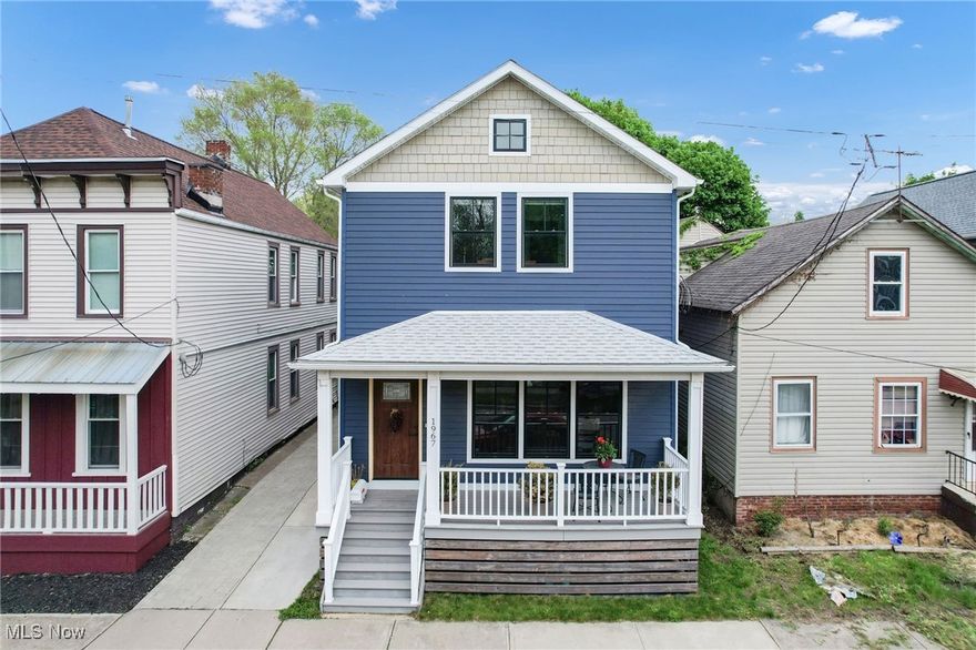 Welcome to 1967 W 54th Street, a modern gem nestled in the heart of Cleveland's vibrant Ohio City neighborhood. Built in 2019 on a brand-new foundation, this 1,760 sq ft home blends contemporary design with thoughtful details throughout. The open-concept first floor features soaring 10' ceilings and rich hickory plank laminate flooring, creating a warm and inviting space perfect for entertaining. The kitchen is a standout, offering stainless steel appliances, granite countertops, a spacious kitchen island, ample storage, and a designated dining area ideal for hosting gatherings. A convenient powder room completes the main level. Upstairs, you'll find three spacious bedrooms, including an impressive owner's suite with vaulted ceilings, a wall of closets, a storage loft, and a private en-suite bath. An additional full bathroom serves the remaining bedrooms. The tall 8' ceilings in the basement offer excellent potential, with plumbing already in place for an additional bathroom and a dedicated laundry area. Enjoy relaxing evenings on the front porch, plus take advantage of the two-car garage and generously sized yard - a rare find in this sought-after urban setting. A tax abatement through 2034 adds to the appeal. Just steps from a community garden and within walking distance to local restaurants, boutiques, and bars, this home is also just over a mile from the iconic West Side Market. Don't miss your chance to own a piece of modern comfort in one of Cleveland's most walkable and beloved neighborhoods.